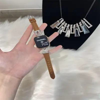 Woven Metal Diamond Strap Suitable For Watch Leather Wristband