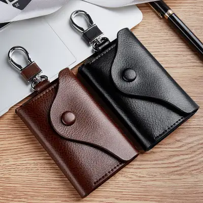 Men's Multi-functional High-grade Genuine Leather Keychain Card Holder Large Capacity Storage Fantastic