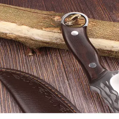 Outdoor Multi-functional Red Color Wooden Handle Knife