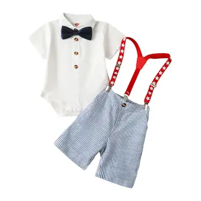 Children's Shirt Bow Tie Suspender Pants Suit