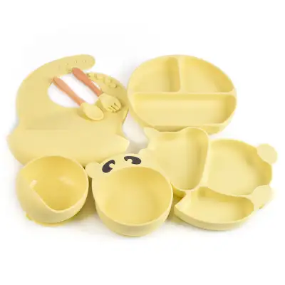 Silicone Solid Color Babies' Tableware Set