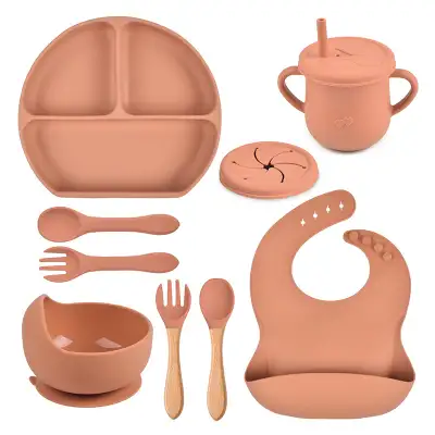 Silicone Solid Color Babies' Tableware Set