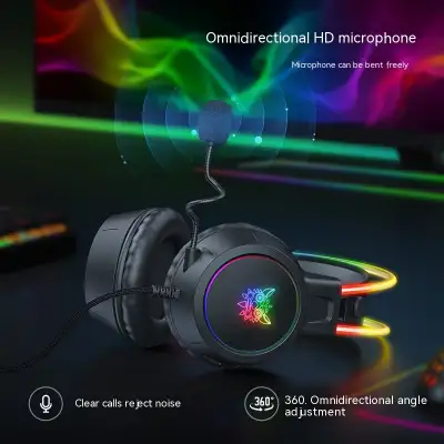 Game Earphone Headset E-sports Wired Computer RGB Luminous