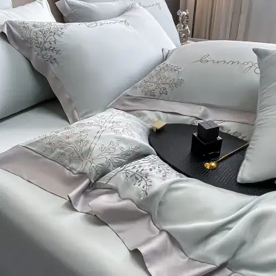 High-end Embroidered Lyocell Fiber Bed Sheet Four-piece Set