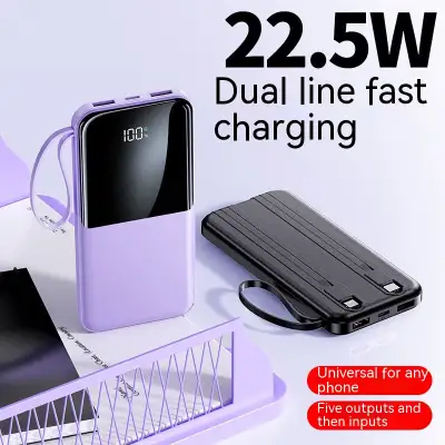 Fast Charge With Cable 20000mAh Large Capacity Ultra-thin Portable Mobile Power Pack