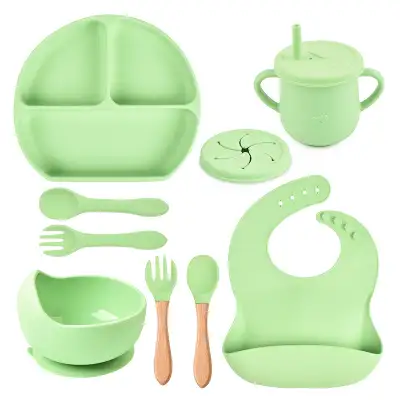 Silicone Solid Color Babies' Tableware Set