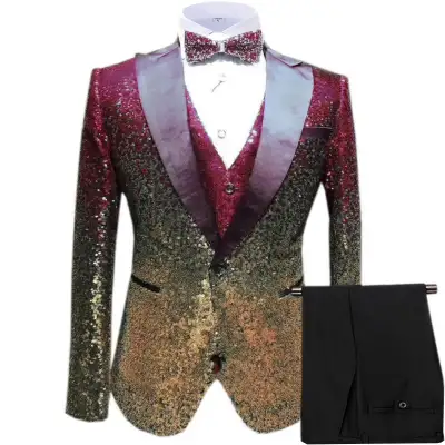 Sequin Men's Suit Three Piece Set