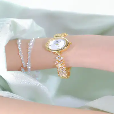 Mermaid Light Luxury Diamond Small Gold And Silver Chain Watch