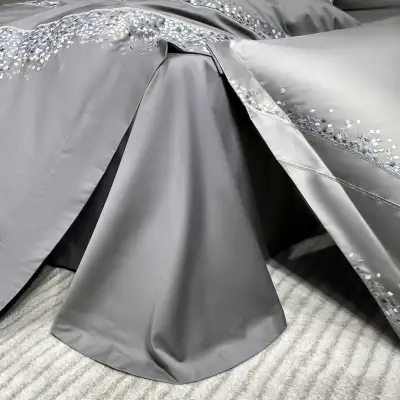 120 Long-staple Cotton Four-piece Set High-grade Simple Embroidery Light Luxury Quilt Cover Bed Sheet Bedding