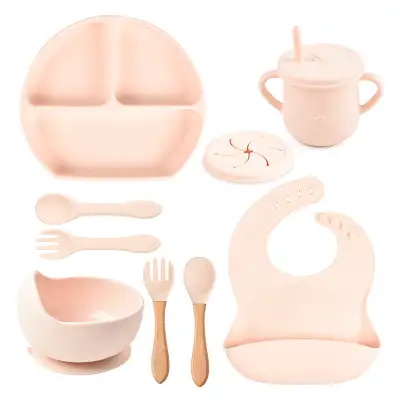 Silicone Solid Color Babies' Tableware Set