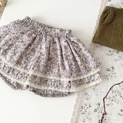 Baby Girl Cotton Twill Floral Shorts