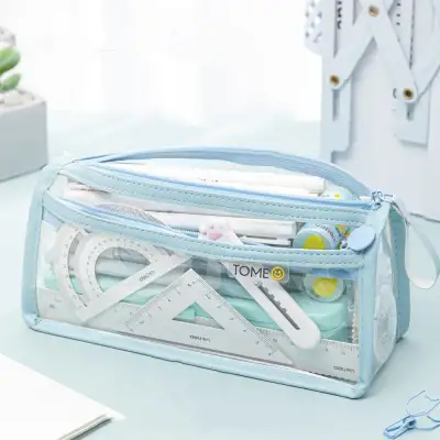 Transparent Double-layer Pencil Case Exam Special Large Capacity