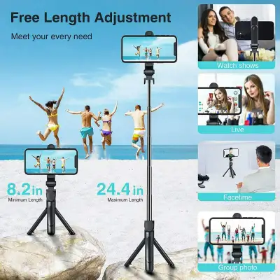 Fit  Telescopic Selfie Stick Bluetooth Tripod Monopod Phone Holder