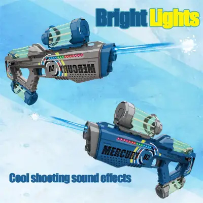 Automatic Summer Electric Water Gun With Light Rechargeable Continuou Firing Party Game Kids Space Splashing Toys For Boys Gift