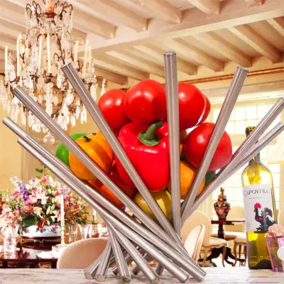 Stainless Steel Fruit Plate Household Living Room And Hotel Household Rotating Fruit Basket