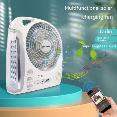 8-inch Solar Fan With Bluetooth Radio