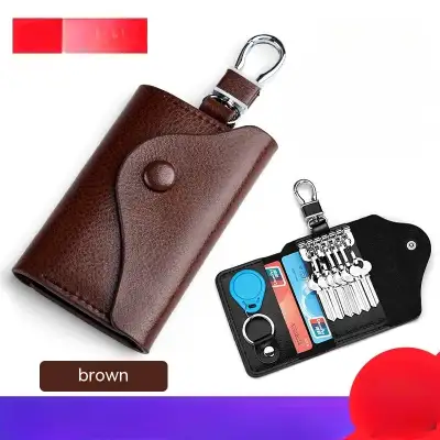 Men's Multi-functional High-grade Genuine Leather Keychain Card Holder Large Capacity Storage Fantastic