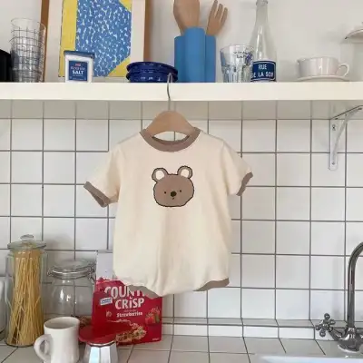 Baby Cute Bear Casual Short Sleeve Rompers