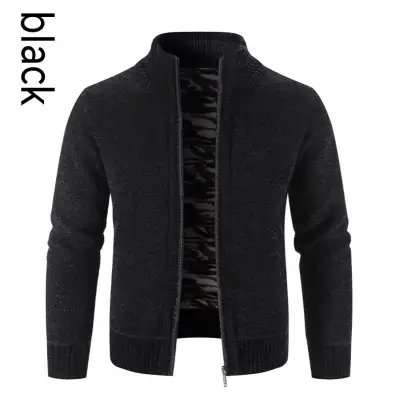 Men's Jacket Knitwear Autumn And Winter Fleece Lined Padded Warm Keeping Cardigan