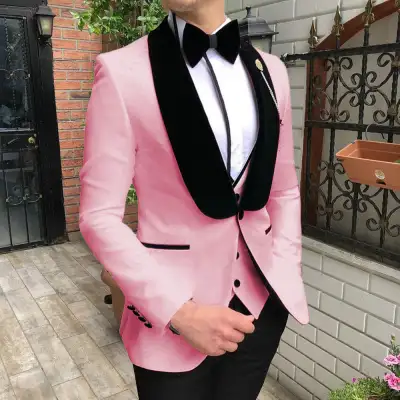 New Korean Version Of The Suit Collar Men's Suit Three-piece Set