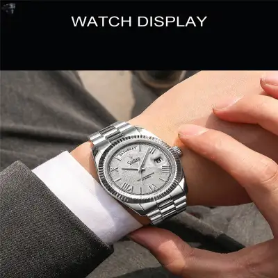 Stainless Steel Shell Automatic Mechanical Men's Sapphire Calendar Watch