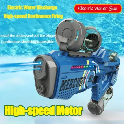 Automatic Summer Electric Water Gun With Light Rechargeable Continuou Firing Party Game Kids Space Splashing Toys For Boys Gift