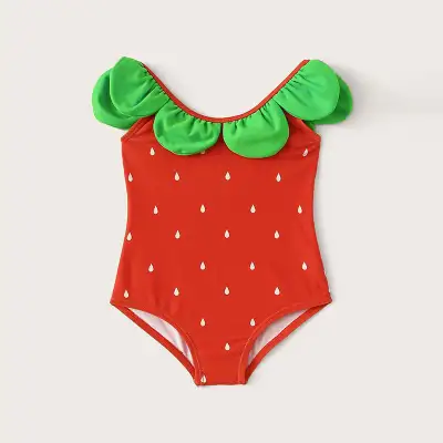 Children's Swimsuit Female Cute Strawberry One-piece