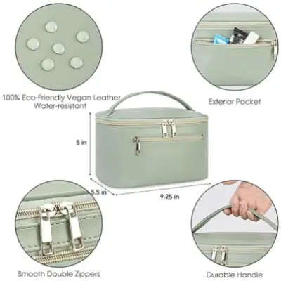 Women's Leather PU Cosmetic Bag Portable Large Capacity Multifunctional Waterproof