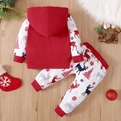 Baby Clothes Printed Pullover Hoodie Trousers Two-piece Set