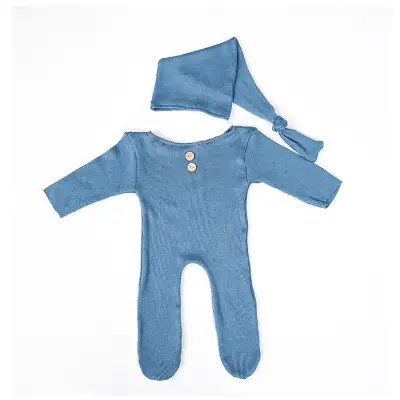 Newborn Photography Knitted Jumpsuit Long Tail Hat Two-piece Set