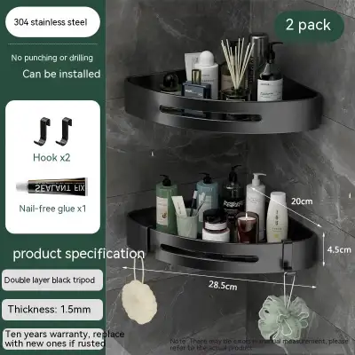 Bathroom Triangle Storage Rack Punch-free Stainless Steel