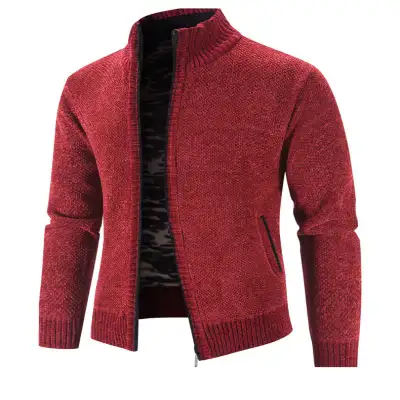 Men's Jacket Knitwear Autumn And Winter Fleece Lined Padded Warm Keeping Cardigan