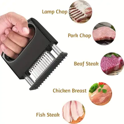 Meat Tenderizer Needles, Meat Tenderizer Tool Meat Tenderizer With Stainless Steel Sharp Needle Blades Heavy Duty Cooking Machine For Tenderizing Beef, Turkey, Chicken, Steak, Veal, Pork, Fish Etc