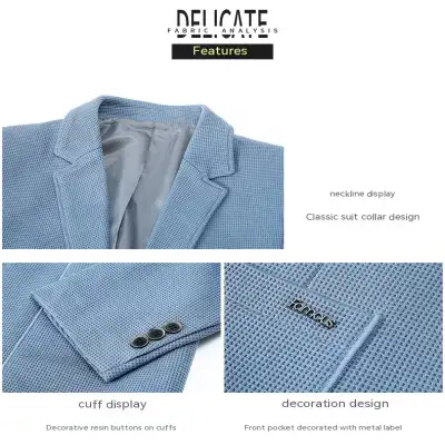 Spring Men's Knitted Waffle Casual Suit Jacket