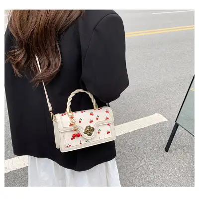 Cute Cherry Twist Portable Small Square Bag