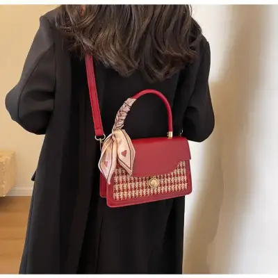 Woolen Texture Shoulder Small Square Bag