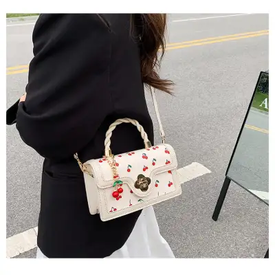 Cute Cherry Twist Portable Small Square Bag