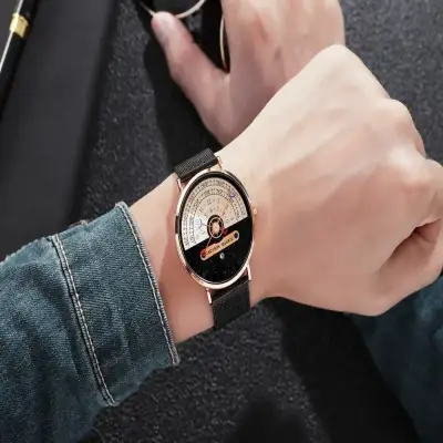 Fashion Quartz Calendar Alloy Mesh Belt Men's Watch