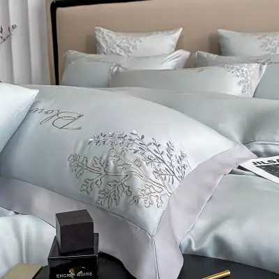 High-end Embroidered Lyocell Fiber Bed Sheet Four-piece Set