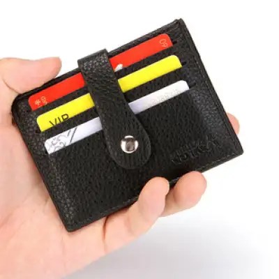 Creative PU Fashion Beauty Clip Sewing Line Wallet Business Card Holder