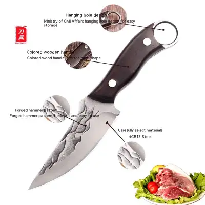 Outdoor Multi-functional Red Color Wooden Handle Knife