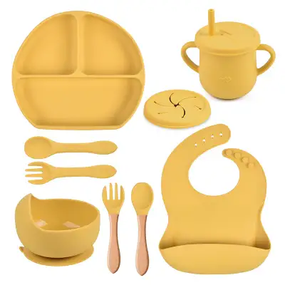 Silicone Solid Color Babies' Tableware Set