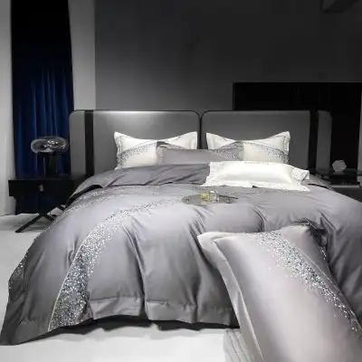 120 Long-staple Cotton Four-piece Set High-grade Simple Embroidery Light Luxury Quilt Cover Bed Sheet Bedding