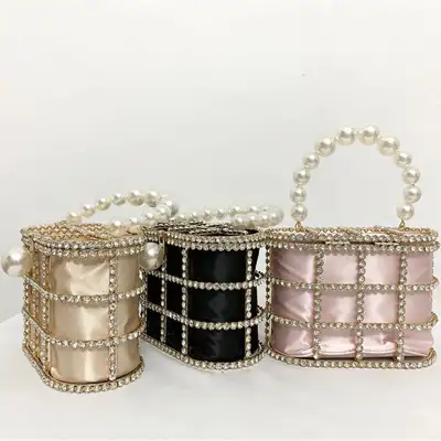 Women's Fashion Casual Pearl Bucket Dinner Bag