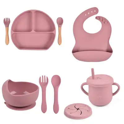 Silicone Solid Color Babies' Tableware Set