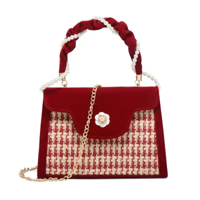 Women's Wedding Bag Bridal Bag High-grade Women's Elegant Red Niche Red Small Bag Portable 2024 New