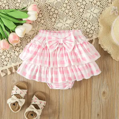 Girls Summer Letter T-shirt Plaid Short Skirt Three Piece Set