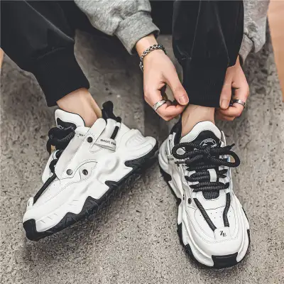 Men's Cross-tied White Casual Shoes