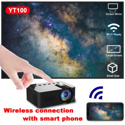 YT100 Home Mini Portable Projector USB Power Supply HD Home Small Wireless Same Screen Phone Projection