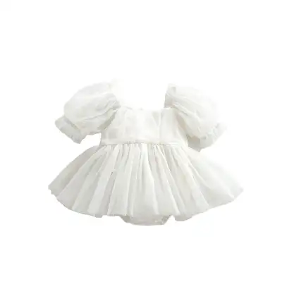 Summer Baby Puff Sleeve Onesie Baby Girl Big Bow